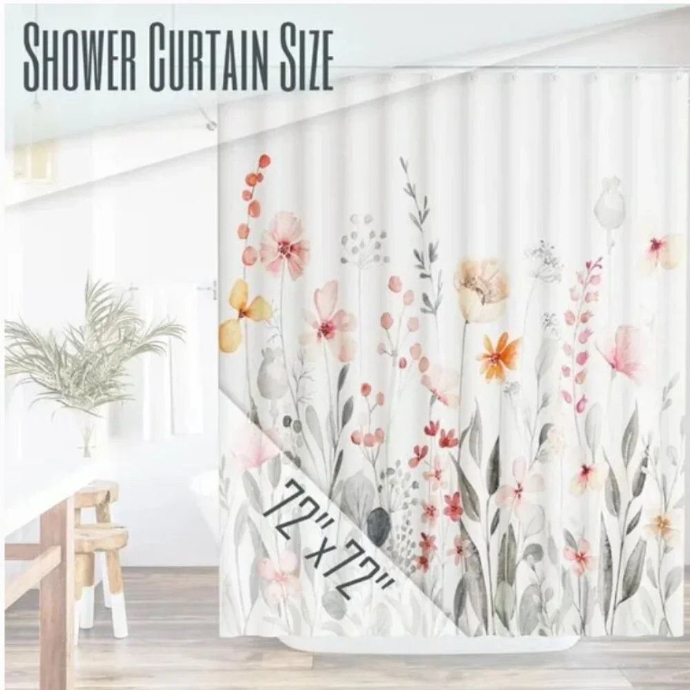 Chic floral shower curtain stylish perfect bathroom decor brighten 72x72